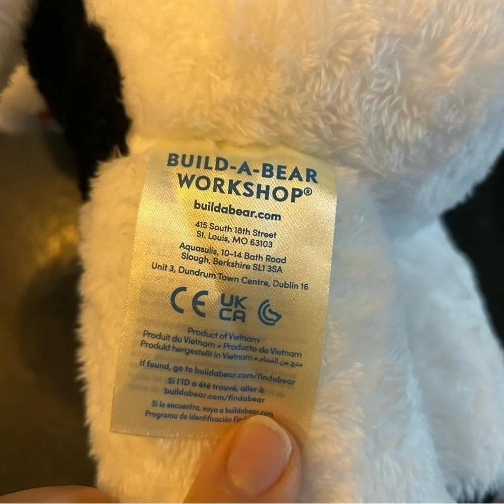Build-A-Bear Black and White Plush Dog Toy